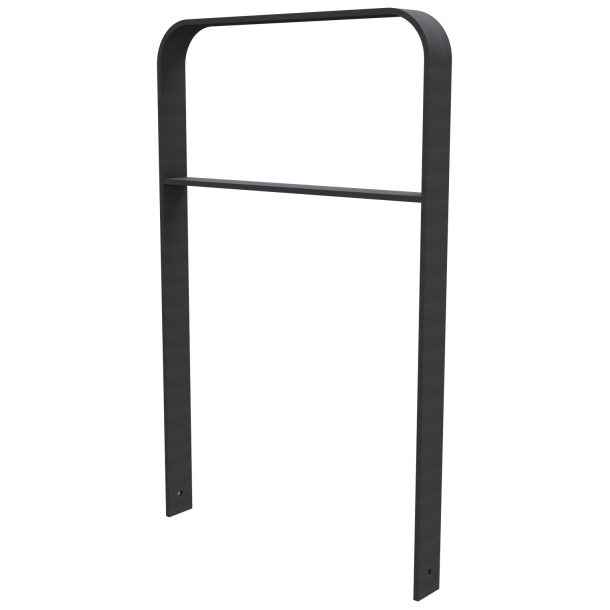 Lean-on hoop made of flat bar steel | bent, 80 x 12 mm | in curved design | with cross bar | total width: 750 mm | hot-dip galvanized and coated DB 703